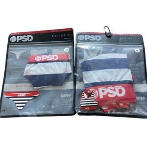 PSD Women’s Colorful Striped Sports Bra & Underwear - Red, Blue, White